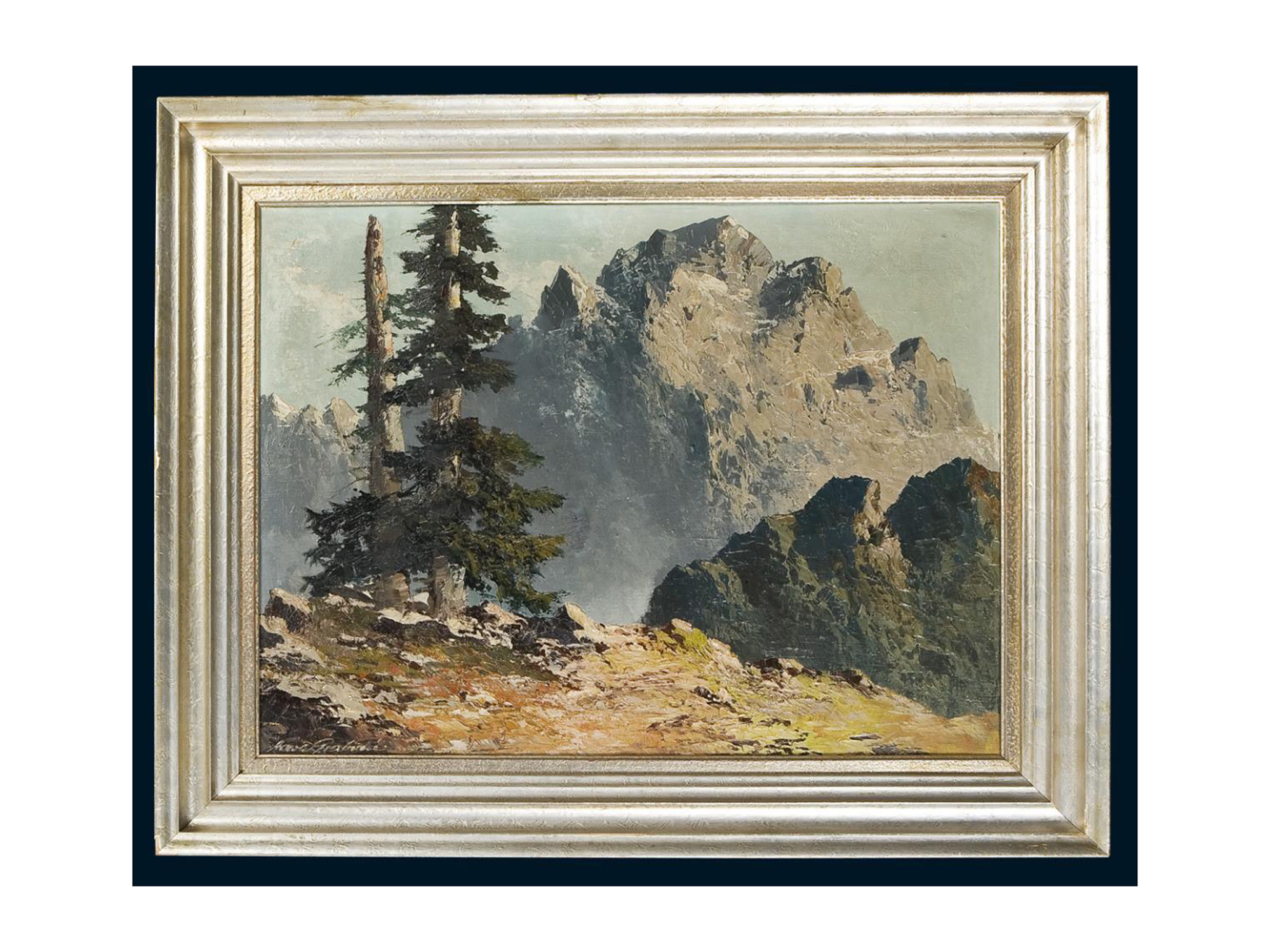 ANTIQUE GEORG ARNOLD GRABONE GERMAN OIL PAINTING PIC-